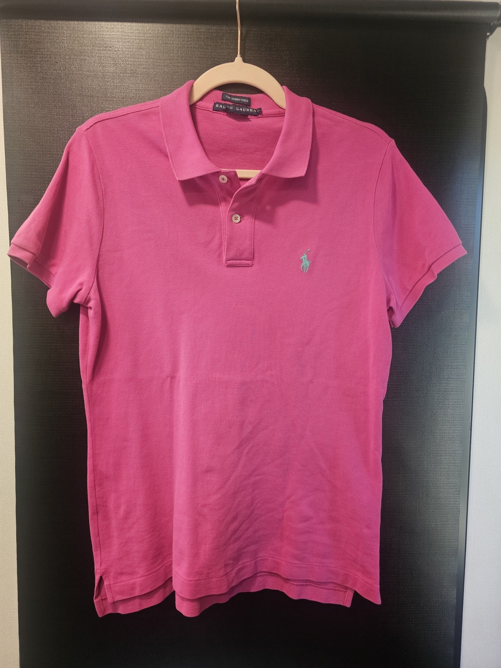 Vintage Y2K Ralph Lauren Skinny Polo Hot Pink Aqua Pony Made in Bolivia L